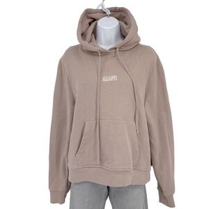 AllSaints Ryder Hoodie Womens M Taupe Brown Logo Cotton Pullover Sweatshirt